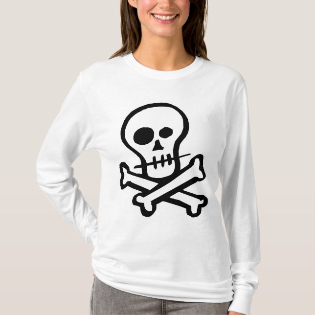 Simple B&W Skull & Crossbones T-Shirt (Front)