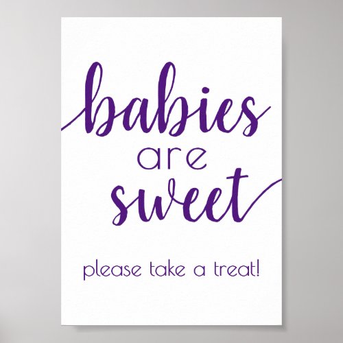 Simple Babies are Sweet  Royal Purple Shower Sign
