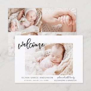 Simple Baby Announcement Elegant Photo Collage