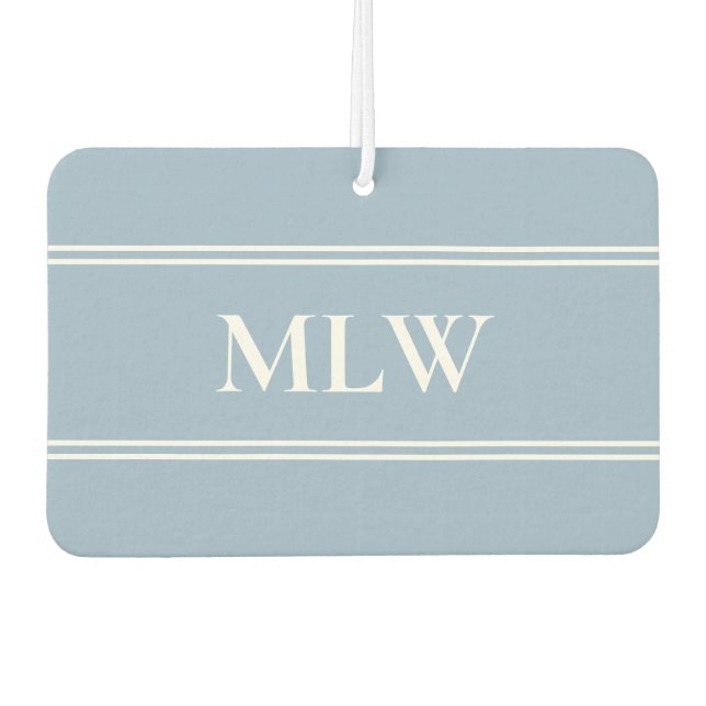 Simple Baby Blue and White Monogram Air Freshener (Front)