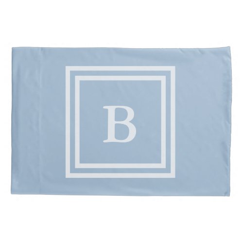 Simple Baby Blue and White Monogramm Pillow Case
