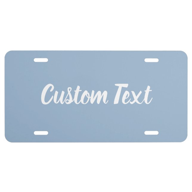 Simple Baby Blue and White Script Text Template License Plate (Front)