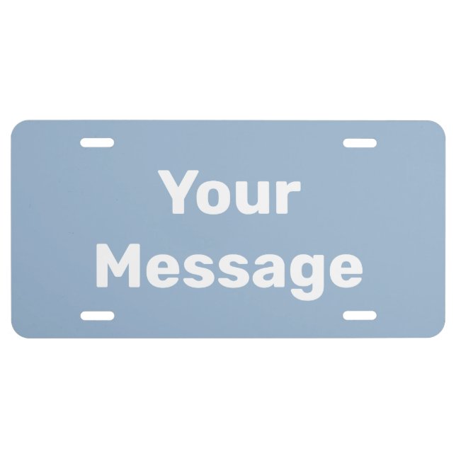 Simple Baby Blue and White Text Template License Plate (Front)