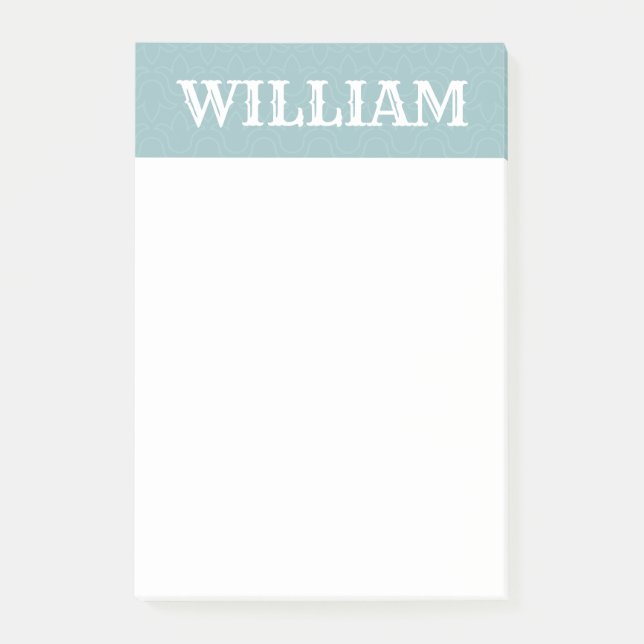 Simple baby blue personalized name  post-it notes (Front)