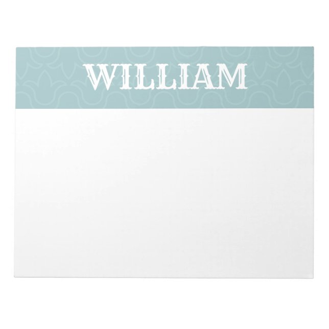 Simple baby blue personalized name stripes  notepad (Front)