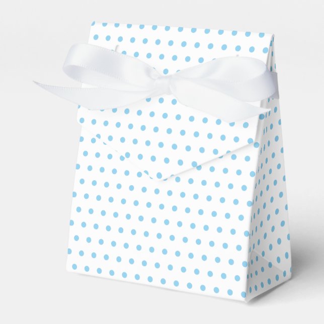 Simple Baby Blue Polkadots Pattern On White Favor Boxes (Front Side)