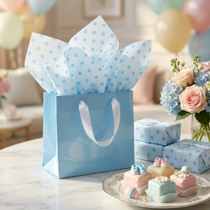 Simple Baby Blue Polkadots Pattern On White Tissue Paper