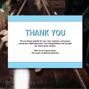 Simple Baby Blue Traditional Sympathy Funeral Thank You Card