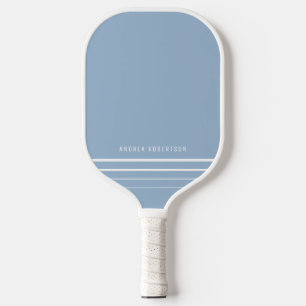 Simple Baby Blue & White Minimal Personalized Name Pickleball Paddle