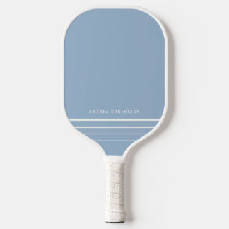 Simple Baby Blue & White Minimal Personalized Name Pickleball Paddle