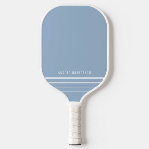 Simple Baby Blue  White Minimal Personalized Name Pickleball Paddle