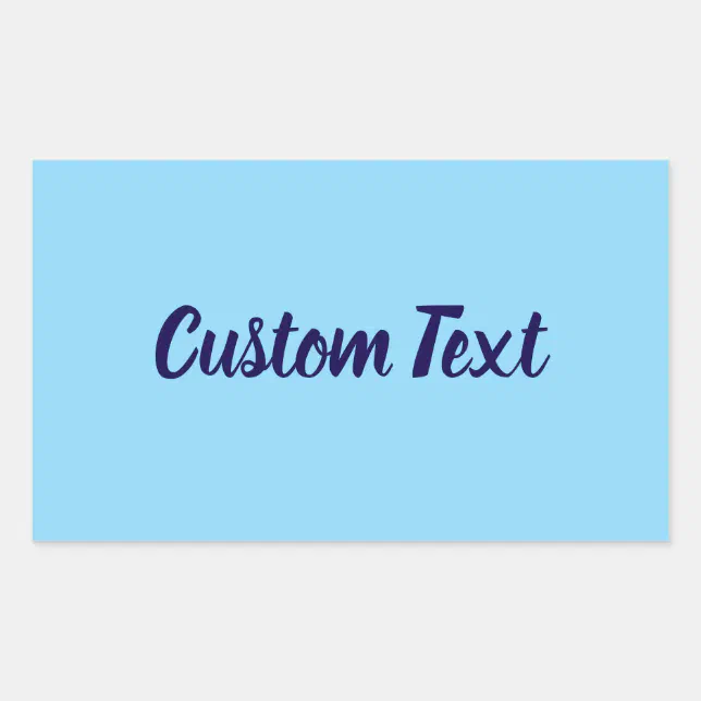 Simple Baby Blue with Blue Script Text Template Rectangular Sticker ...