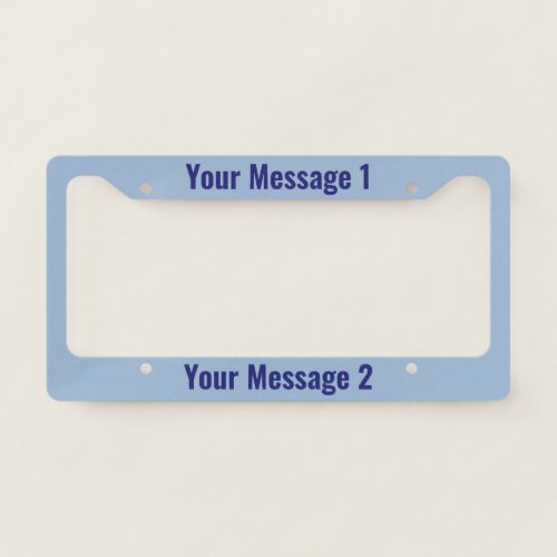 Simple Baby Blue with Dark Blue Text Template License Plate Frame