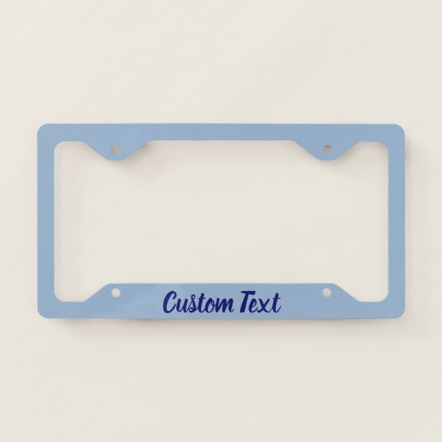 Simple Baby Blue with Midnight Blue Text Template License Plate Frame (Front)