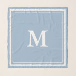 Simple Baby Blue with White Monogram Scarf<br><div class="desc">A baby blue scarf has a white monogram in the center. You can change the letter to show the correct initial. Two white squares make up the scarf's border.</div>