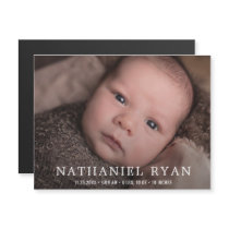 Simple Baby Boy Photo Birth Announcement Magnet