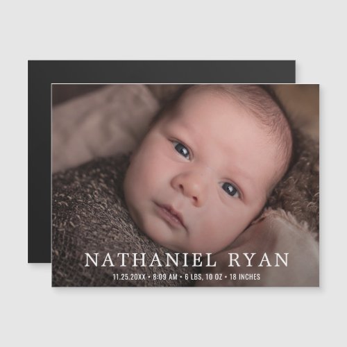 Simple Baby Boy Photo Birth Announcement Magnet