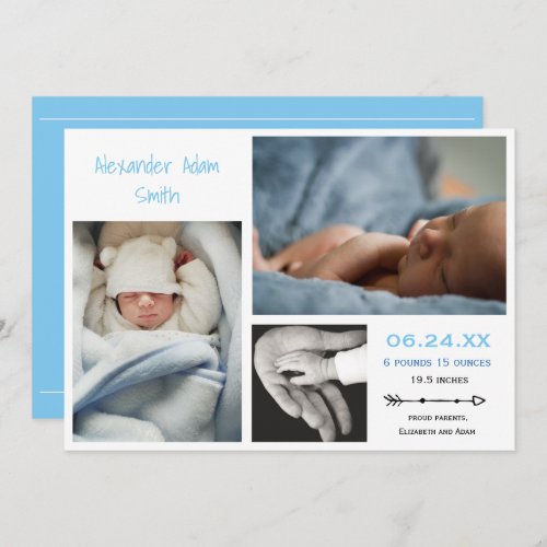 Simple baby boy thank you card