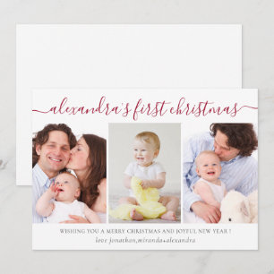 Simple Baby First Christmas Photo Collage Holiday Card