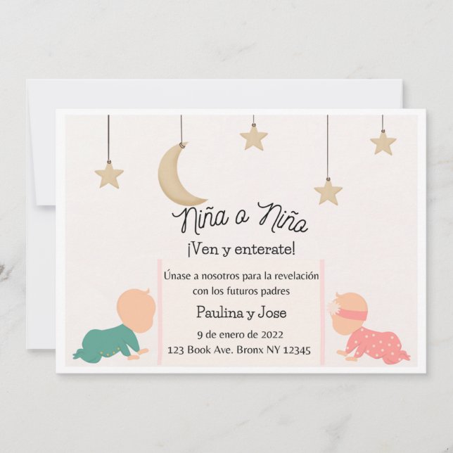 Simple Baby Gender Reveal Invite (Spanish) (Front)