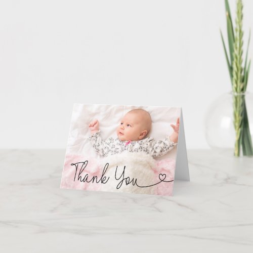 Simple Baby girl birth Modern shower Thank you  Announcement