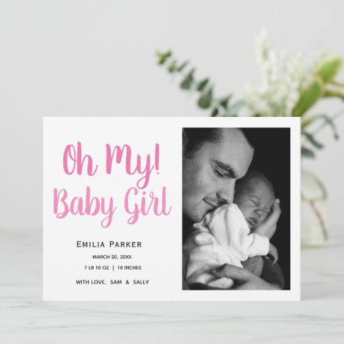 Simple Baby Girl Photo Collage Birth Announcement
