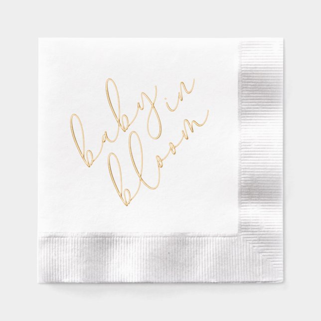 Simple Baby in Bloom Shower Script Foil Napkins (Front)