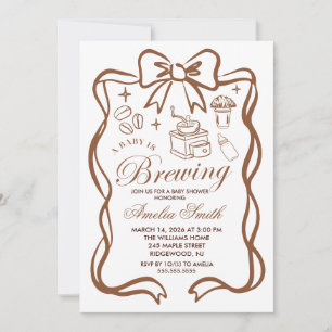 Simple Baby Is Brewing Doodle Coffee Baby Shower I Invitation