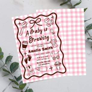 Simple Baby Is Brewing Doodle Coffee Baby Shower I Invitation