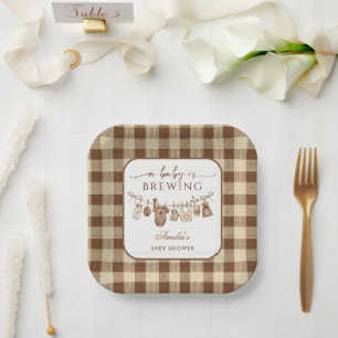 Simple Baby Is Brewing Doodle Coffee Baby Shower I Paper Plates