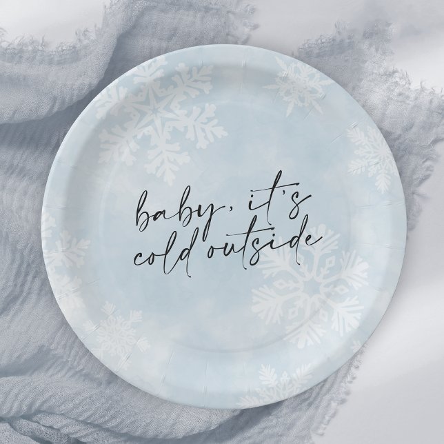 Simple Baby It's Cold Outside Winter Baby Shower Paper Plates (Creator Uploaded)