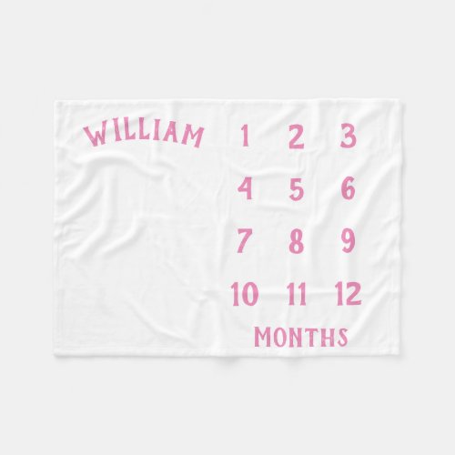 Simple Baby Milestone Monthly Pink Baby Blanket