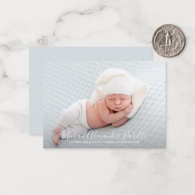 Simple Baby Photo Birth Announcement (Front/Back In Situ)