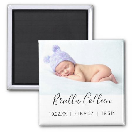 Simple Baby Photo Birth Announcement Magnet