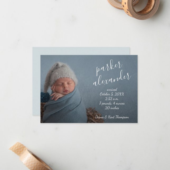 Simple Baby Photo Birth Announcements (Front/Back In Situ)