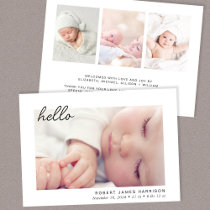 Simple Baby Photo Hello Birth Announcement