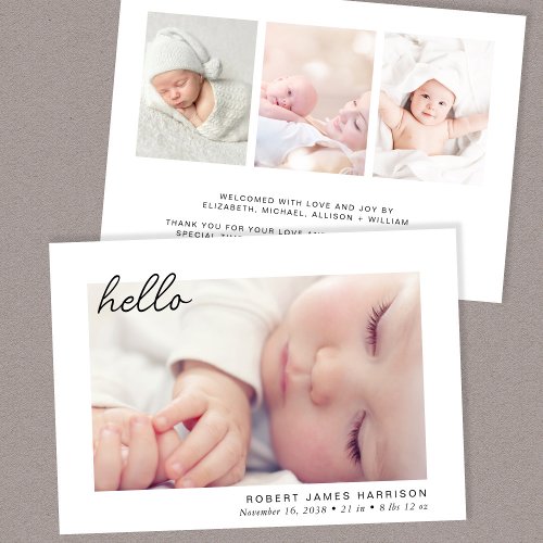 Simple Baby Photo Hello Birth Announcement