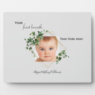 Simple Baby Photo & Name Your First Breath Plaque