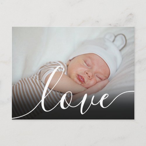 Simple Baby Photo Script Birth Announcement Postcard