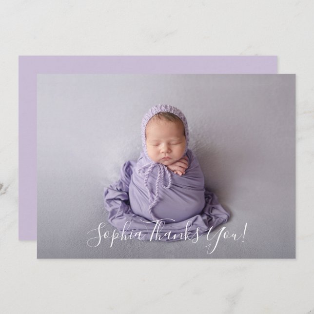 Simple Baby Photo Thank You Script Announcement (Front/Back)