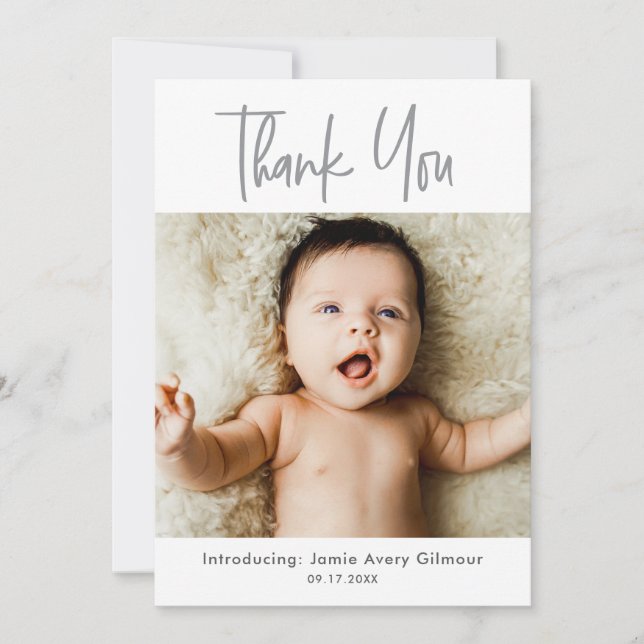 Simple Baby Photo Thank You Script Birth (Front)