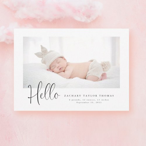 Simple Baby Photo Thank You Script Heart Announcement