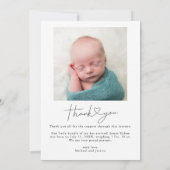 Simple Baby Photo Thank You Script Heart Birth Announcement (Back)