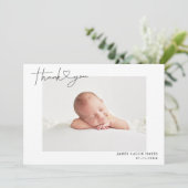 Simple Baby Photo Thank You Script Heart Birth Announcement (Standing Front)