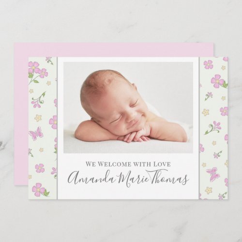 Simple Baby Pink Stylish Photo Calligraphy Script Announcement