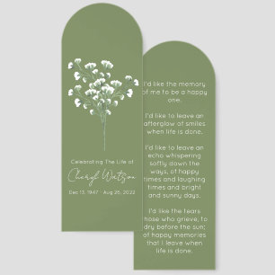 Simple Baby’s breath Funeral Memorial Bookmark