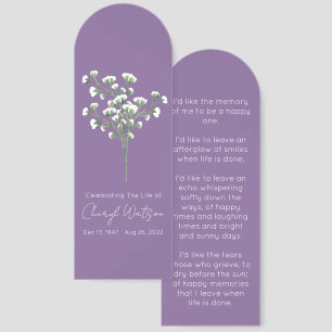 Simple Baby’s breath Funeral Memorial Bookmark