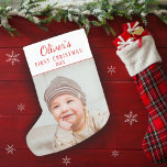 Simple Baby`s First Christmas Photo Small Christmas Stocking<br><div class="desc">Simple Baby`s First Christmas Photo Small Christmas Stocking. Add your photo and customize the name and the text and make a sweet family keepsake.</div>