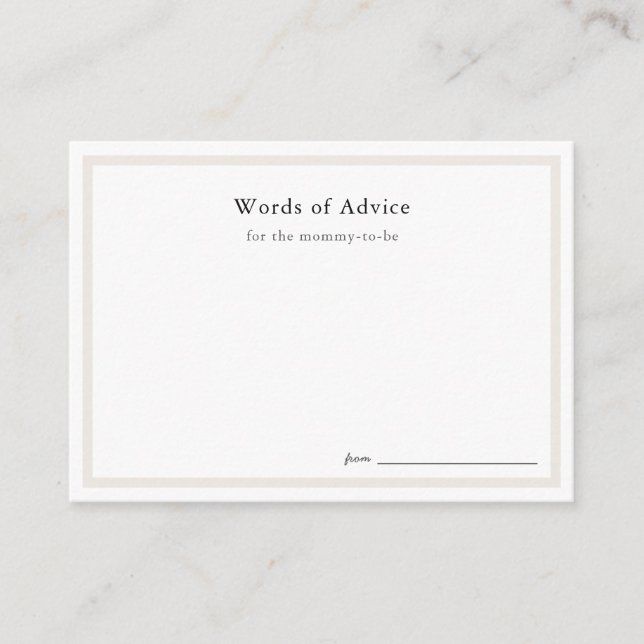 Simple Baby Shower Advice Cards (Front)