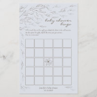 Simple Baby Shower Bingo Game Blue